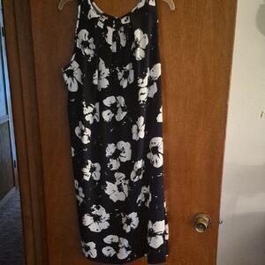 Alfani Black and White Floral Midi Dress